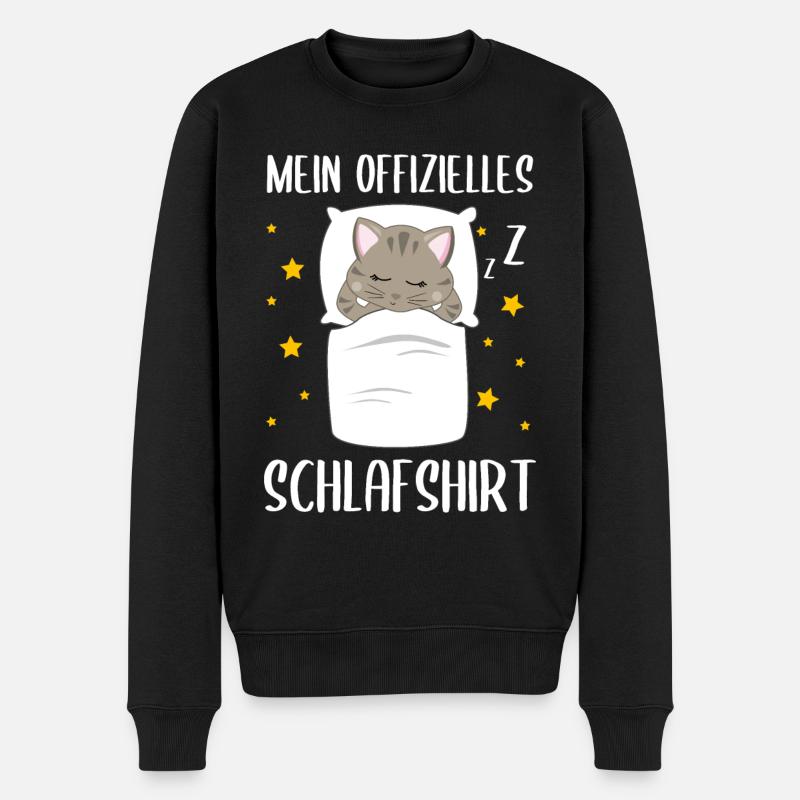 Mein Offizielles Schlafshirt Schlafende Katze - Männer Premium Bio Pullover - Schwarz