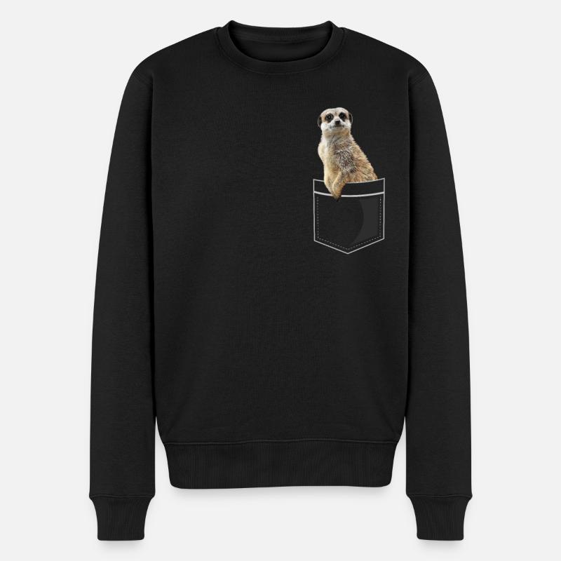 Lustiges Erdmännchen In Tasche Motiv Geschenk - Männer Premium Bio Pullover - Schwarz