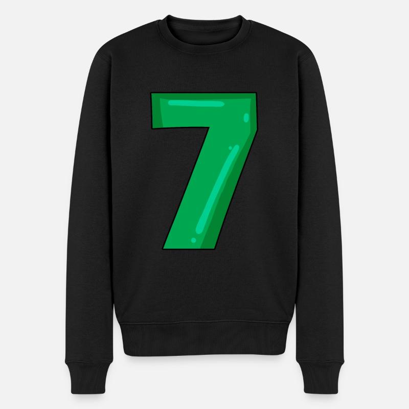Zahl 7 - Männer Premium Bio Pullover - Schwarz