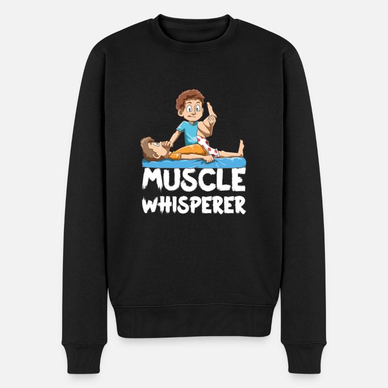 Lustiges Muskelflüsterer Physiotherapeut - Männer Premium Bio Pullover - Schwarz