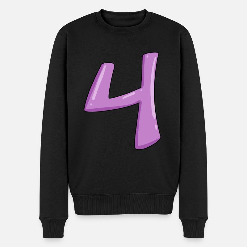 Nummer 4 Zahl Ziffer - Männer Premium Bio Pullover - Schwarz
