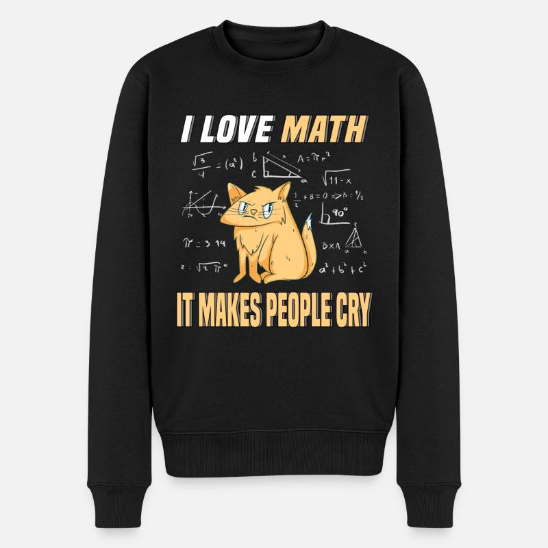 J'aime les maths chat chaton génie des mathématiques professeur de mathématiques - Pull Premium bio Homme - noir