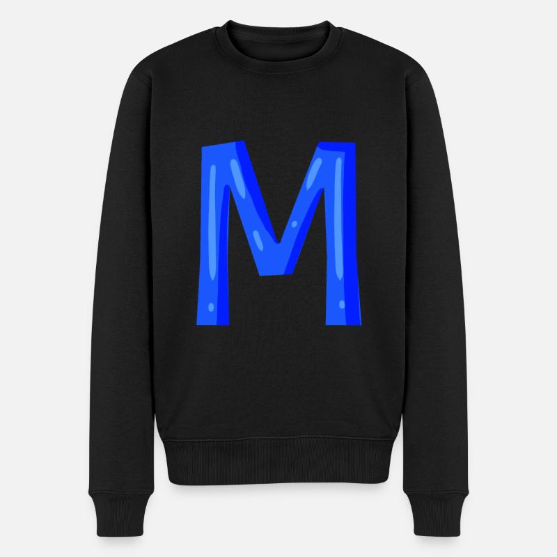 Anfangsbuchstabe M - Männer Premium Bio Pullover - Schwarz