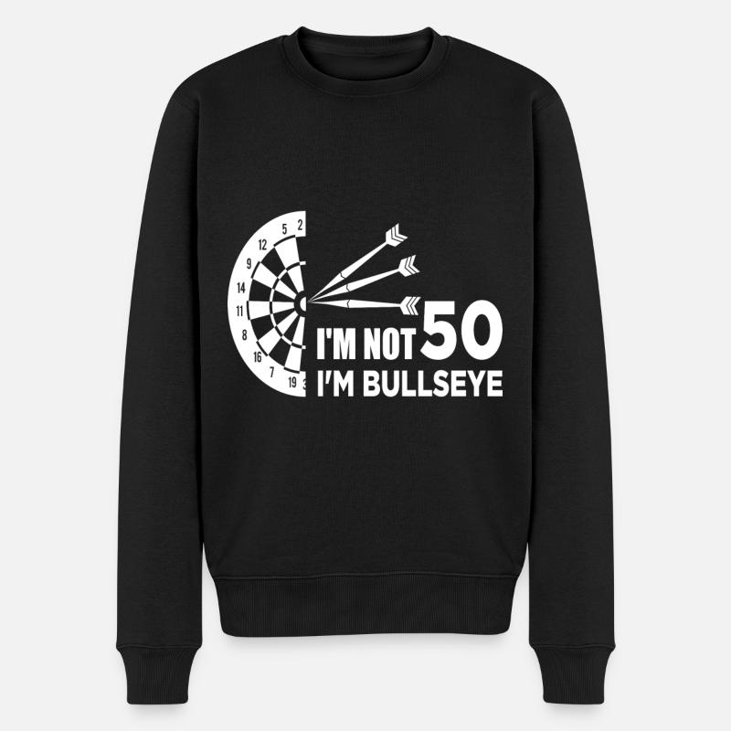 ich bin nicht 50 ich bin bullseye alter dart darts - Männer Premium Bio Pullover - Schwarz