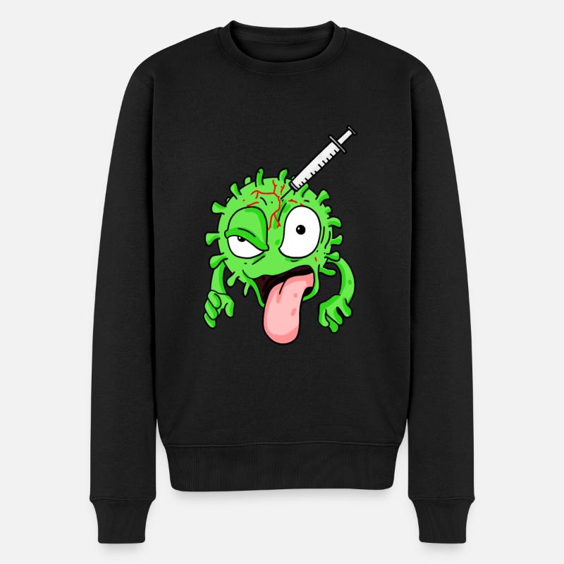 Virus geimpft - Männer Premium Bio Pullover - Schwarz