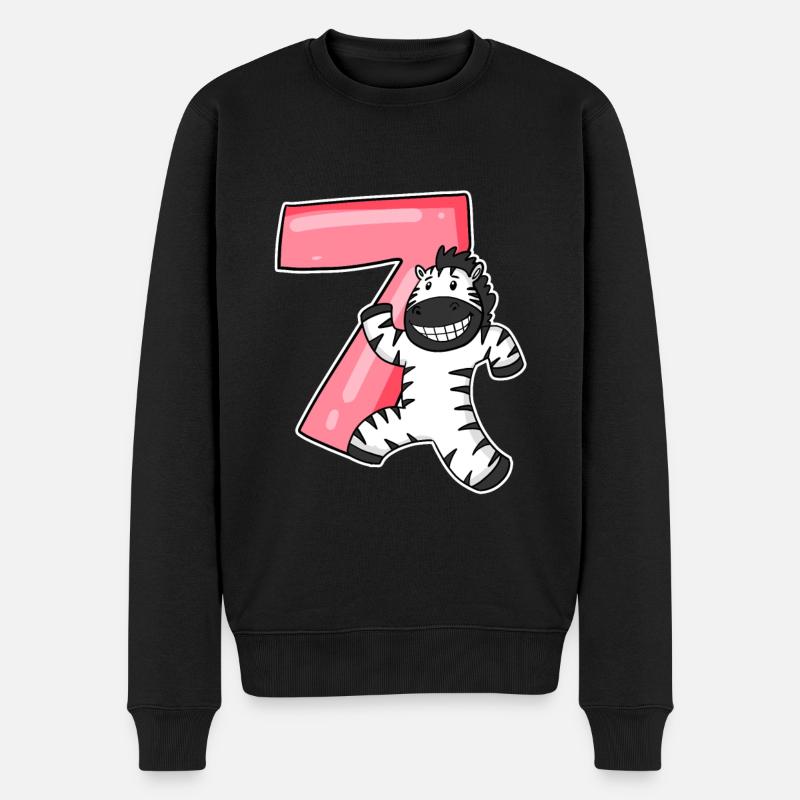 Zebra 7 Jahre alt Kindergeburtstag - Männer Premium Bio Pullover - Schwarz