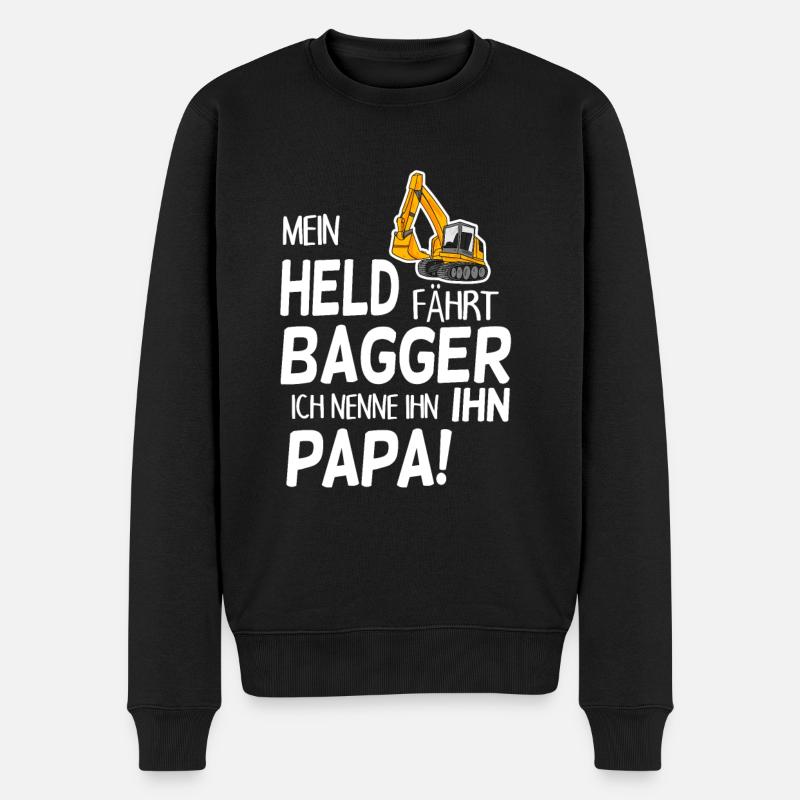 Bagger Held Papa Vater Geschenk - Männer Premium Bio Pullover - Schwarz