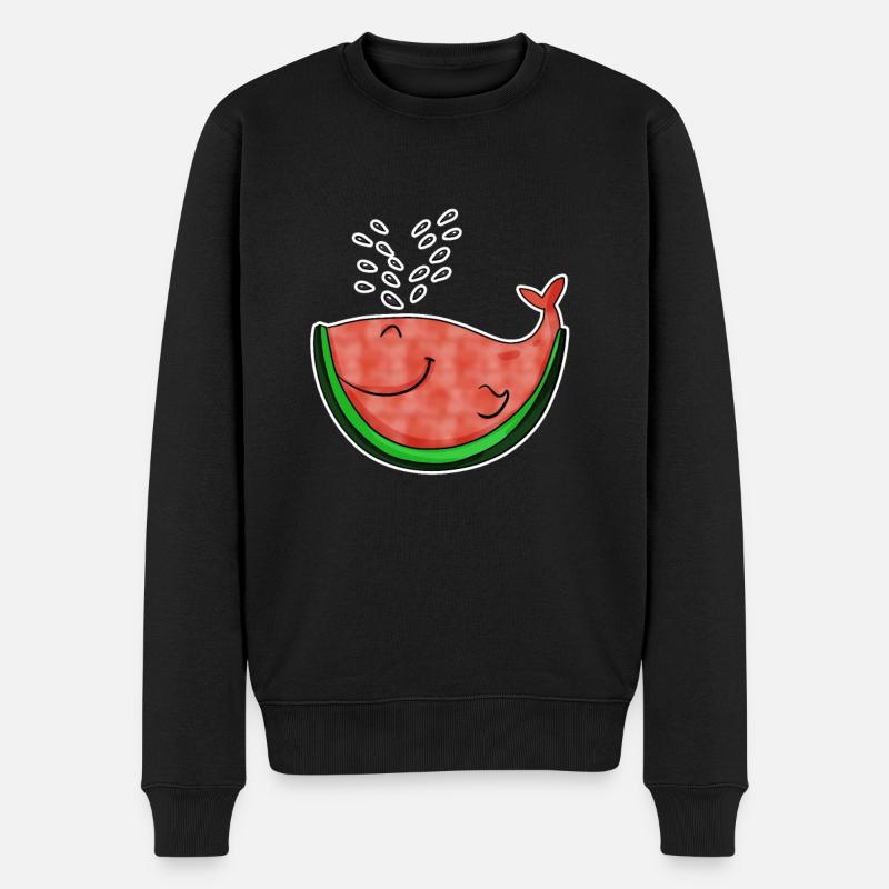 Wassermelone Wal - Männer Premium Bio Pullover - Schwarz