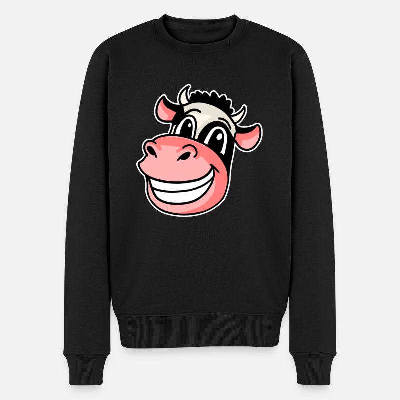 Kuh Kopf - Männer Premium Bio Pullover - Schwarz