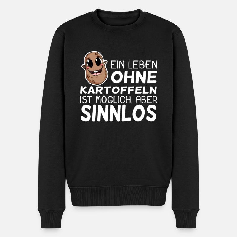 Kartoffel lustiger Spruch - Männer Premium Bio Pullover - Schwarz