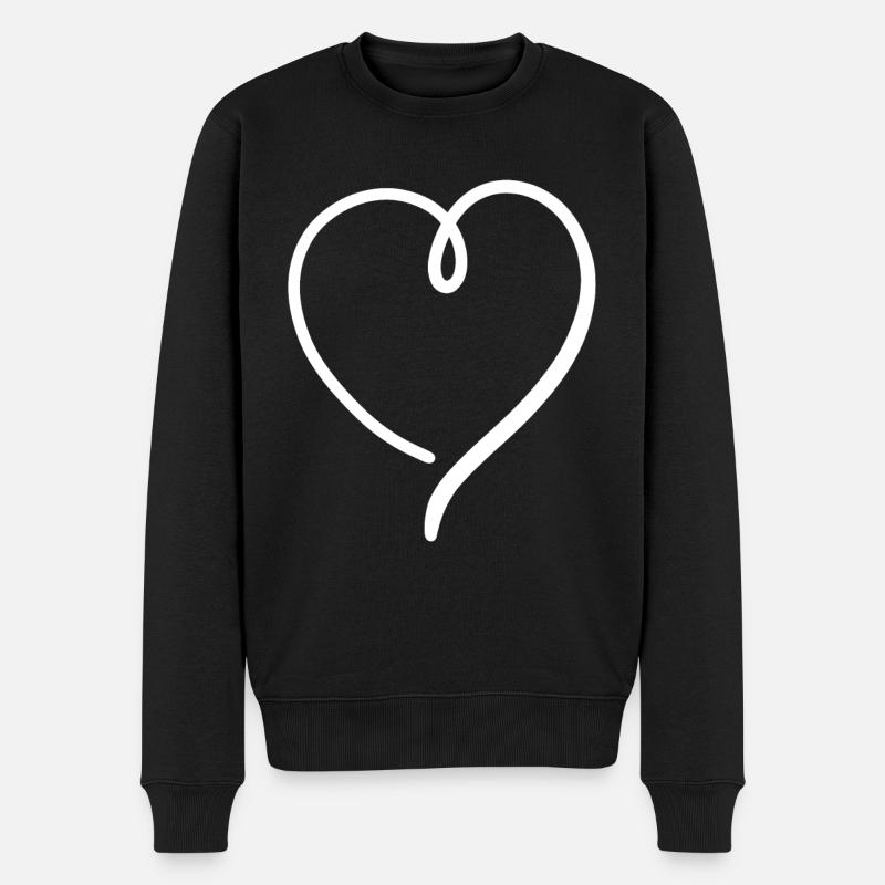 Cœur blanc - Pull Premium bio Homme - noir
