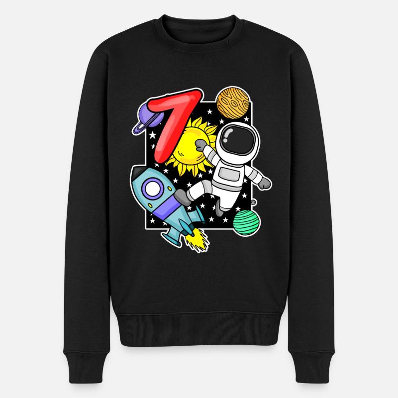 7. Geburtstag Astronaut 7 Jahre Jungen Geschenk - Männer Premium Bio Pullover - Schwarz