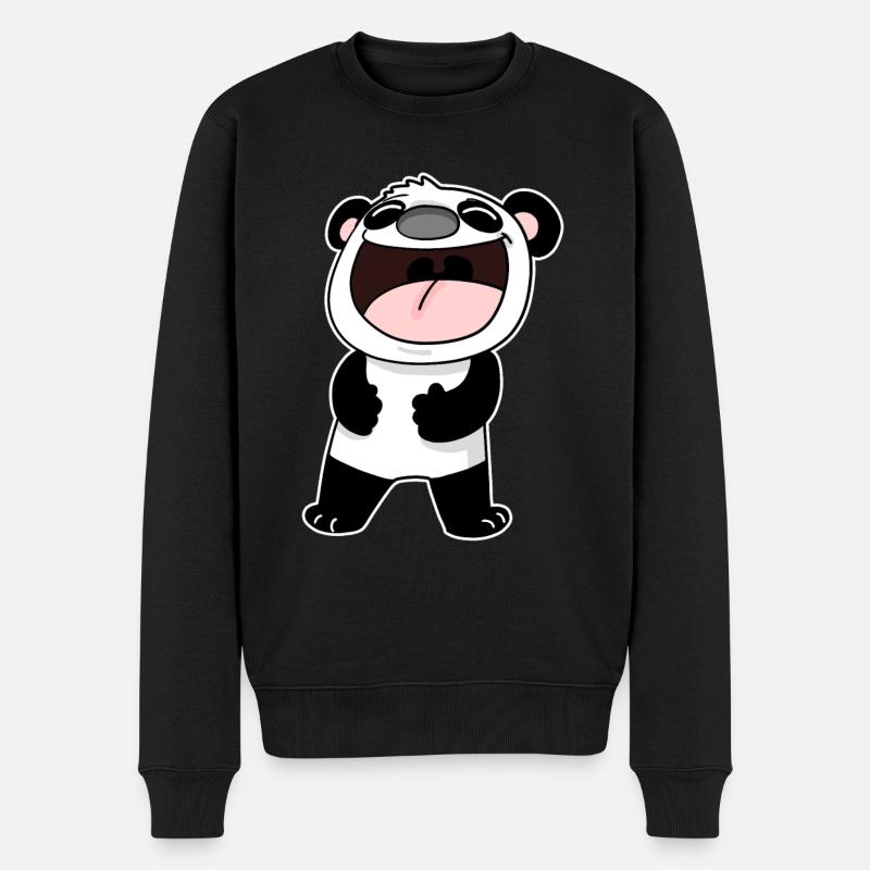 Doux panda riant - Pull Premium bio Homme - noir