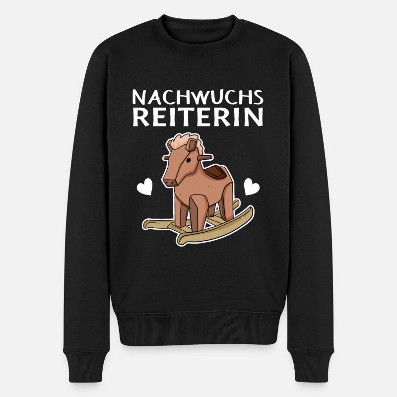 Reiterin Nachwuchs Pferd - Männer Premium Bio Pullover - Schwarz