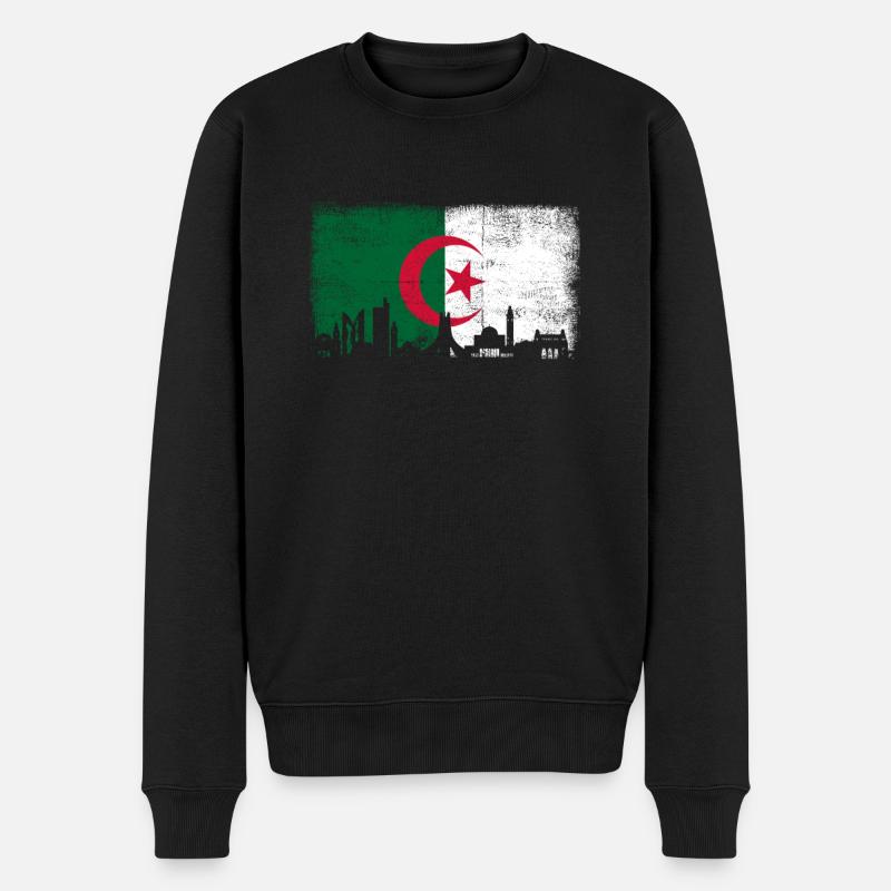 Algerien Flagge Fussball Team Fan-Geschenk - Männer Premium Bio Pullover - Schwarz