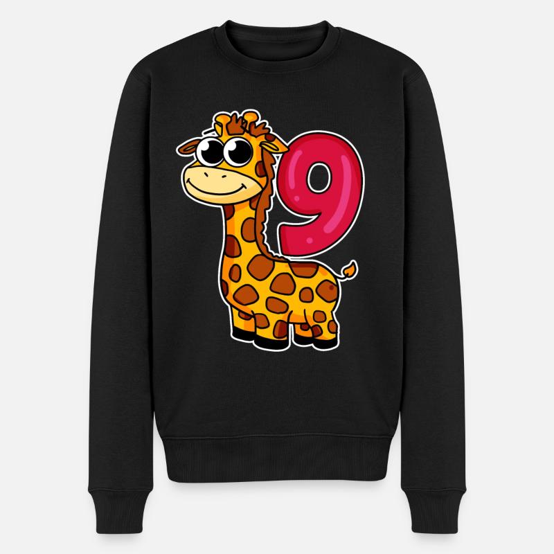 9 Geburtstag Giraffe - 9 Jahre alt - Männer Premium Bio Pullover - Schwarz