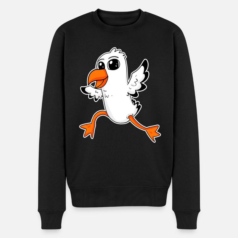 Süße Möwe - Männer Premium Bio Pullover - Schwarz