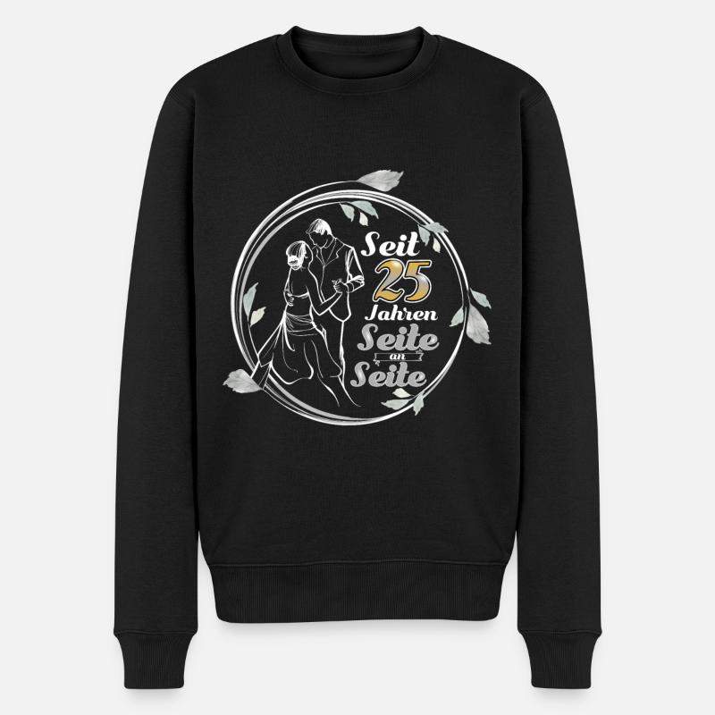 Traumpaar seit 25 Jahren Silberhochzeit Geschenk - Männer Premium Bio Pullover - Schwarz