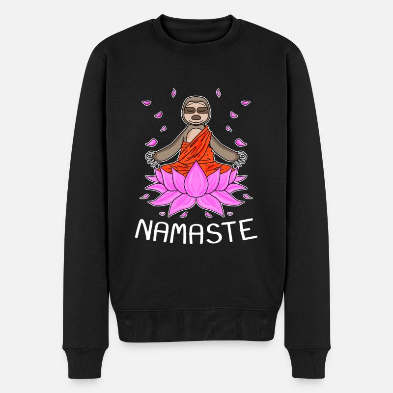 Yoga Namaste Faultier - Männer Premium Bio Pullover - Schwarz