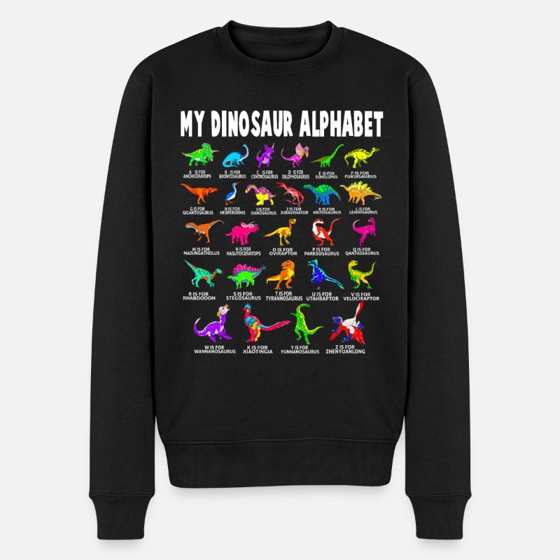 Mein Dinosaurier Alphabet Dino A-Z ABC T-Rex - Männer Premium Bio Pullover - Schwarz