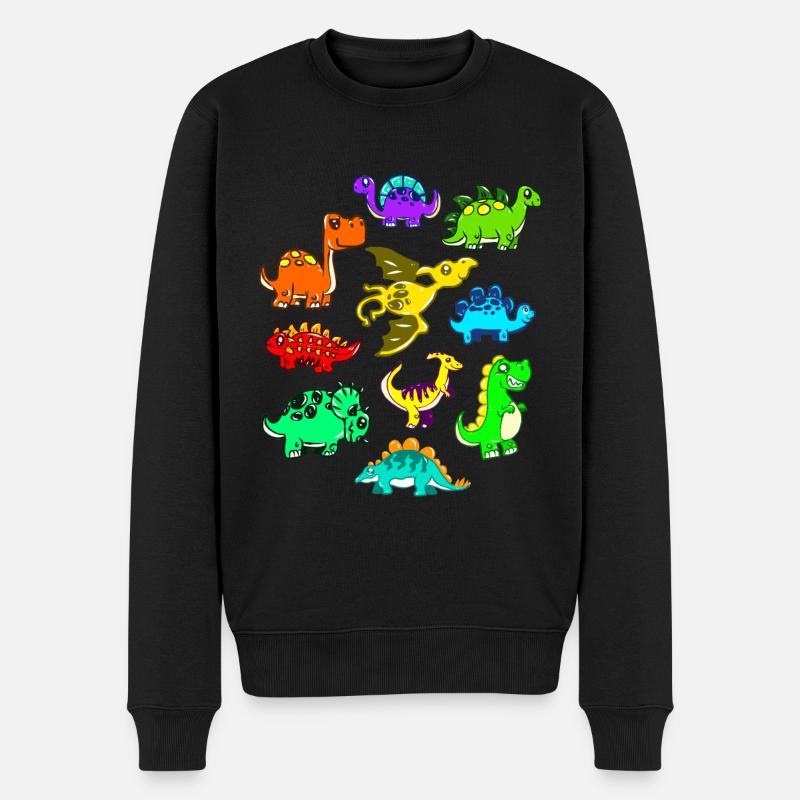 süße farbenfrohe Dino, Dinos und Dinosaurier - Männer Premium Bio Pullover - Schwarz
