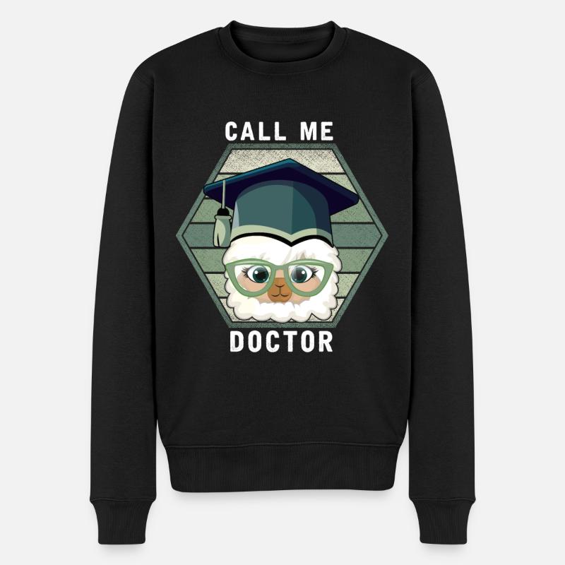 Doctorat diplôme PHD Llama Alpaka drôle - Pull Premium bio Homme - noir