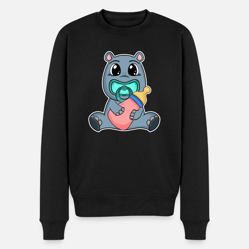 Baby Nilpferd - Männer Premium Bio Pullover - Schwarz