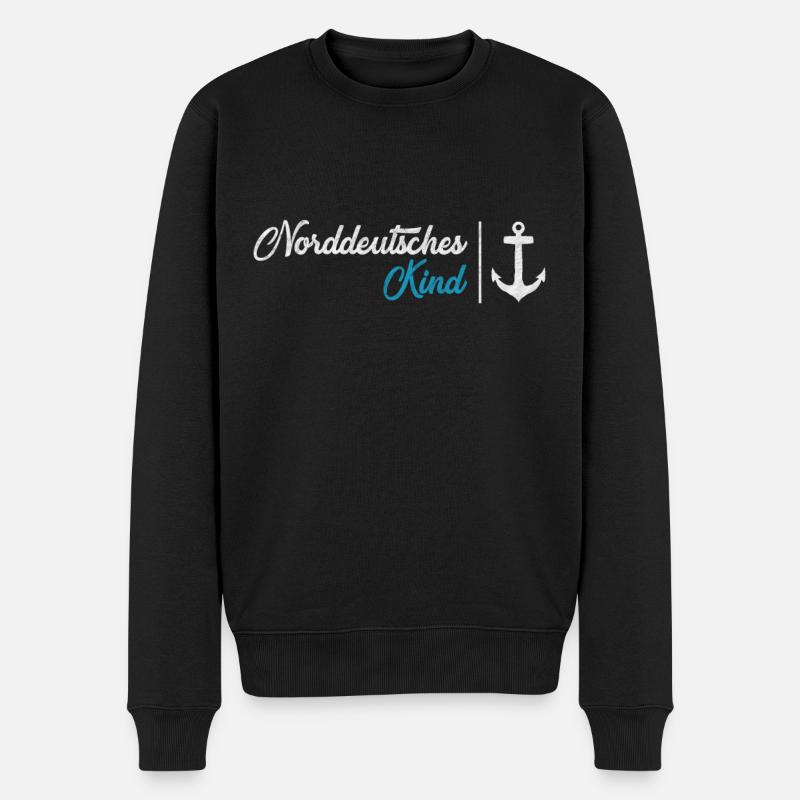 Norddeutsches Kind Nordsee - Männer Premium Bio Pullover - Schwarz