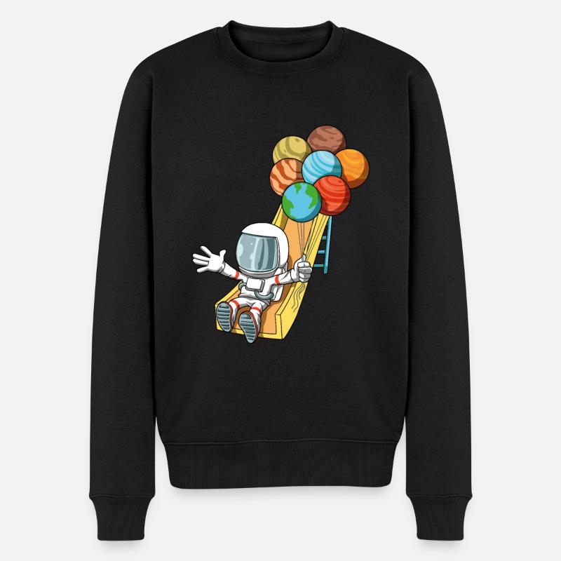 Kinder Astronaut Rutsche Luftballon Planeten - Männer Premium Bio Pullover - Schwarz