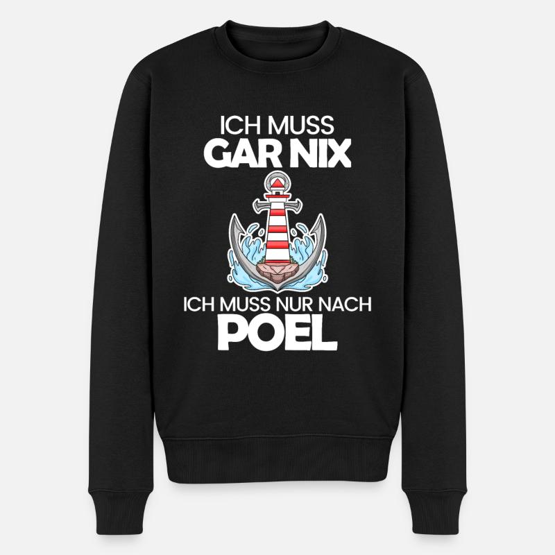Poel Ostsee Urlaub Anker - Männer Premium Bio Pullover - Schwarz