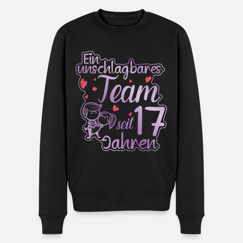Ein perfektes Team seit 17 Jahren Hochzeitstag - Männer Premium Bio Pullover - Schwarz