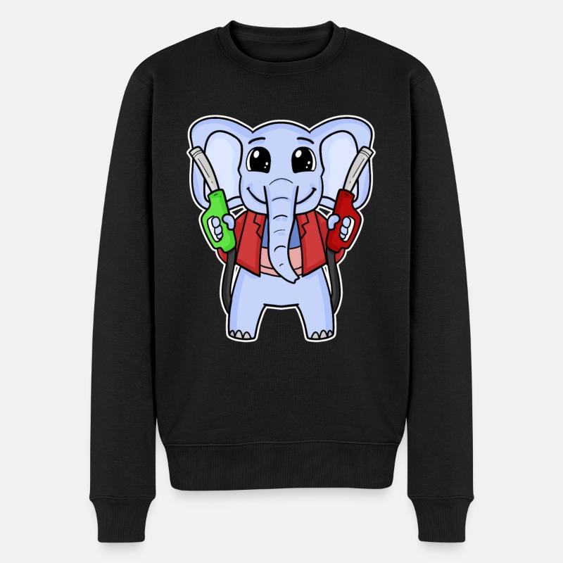 Tankwart Elefant Tankstelle - Männer Premium Bio Pullover - Schwarz