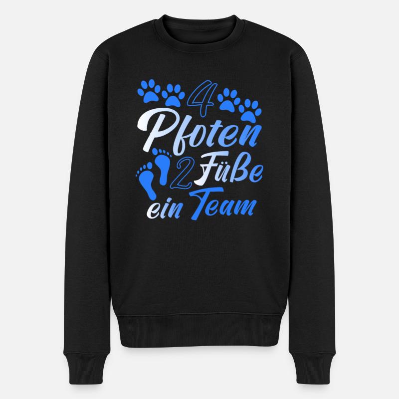 4 Pfoten 2 Füße ein Team - Männer Premium Bio Pullover - Schwarz