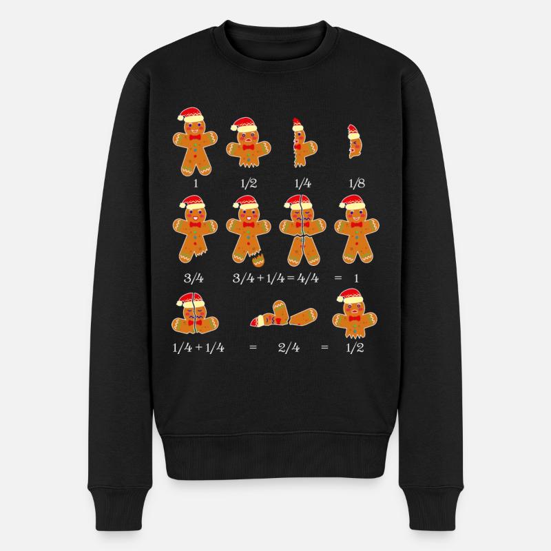Lebkuchenmann Brüche Mathe Nerd Weihnachten Xmas - Männer Premium Bio Pullover - Schwarz