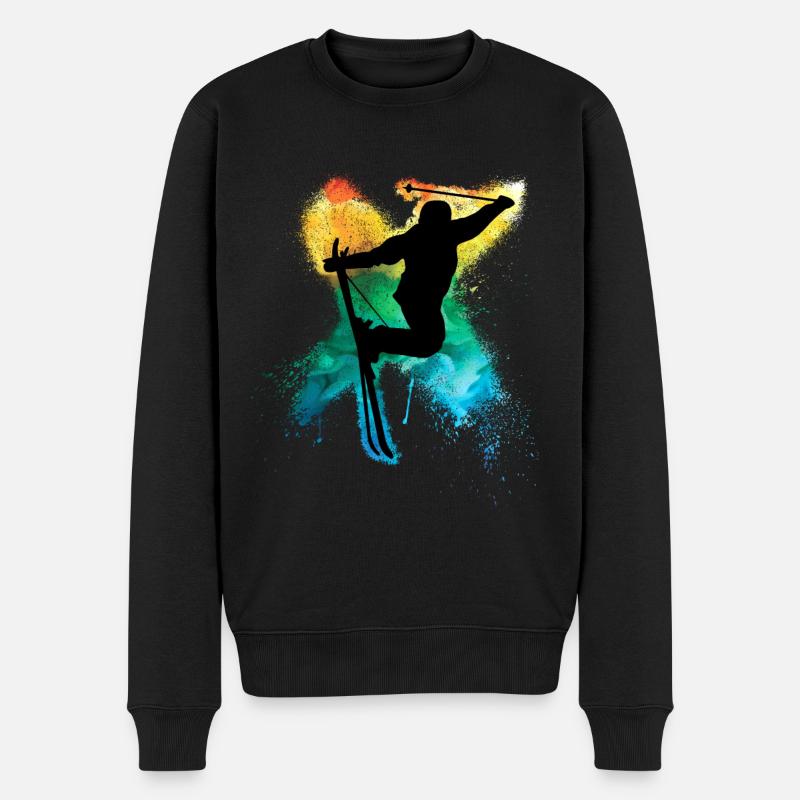 Freeski extrem Freestyle Trick Regenbogen - Männer Premium Bio Pullover - Schwarz