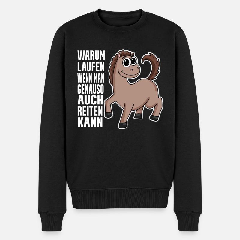 Pferd Pferde Hauspferd - Männer Premium Bio Pullover - Schwarz