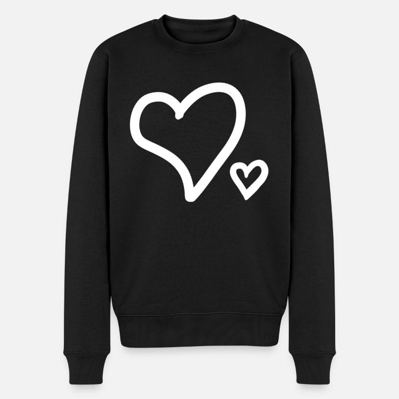Herz - Männer Premium Bio Pullover - Schwarz