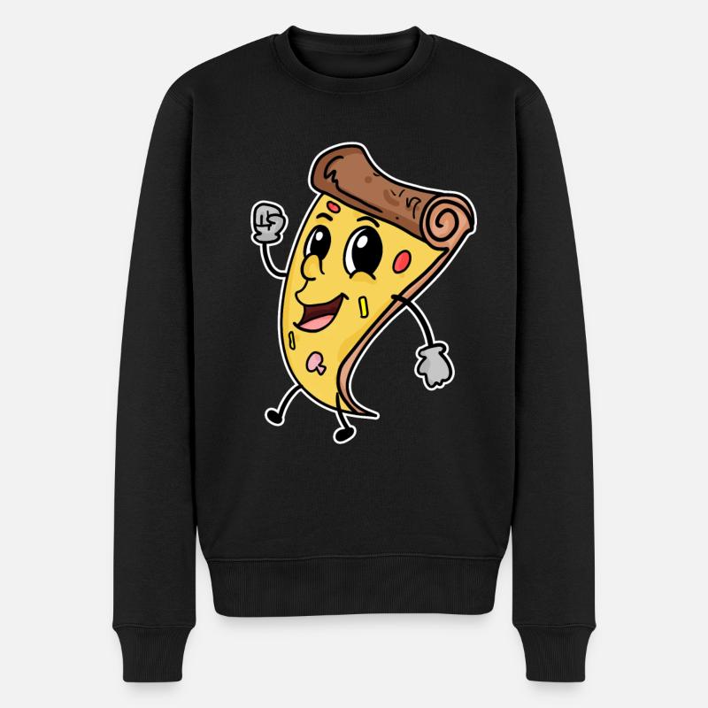 Pizza - Männer Premium Bio Pullover - Schwarz
