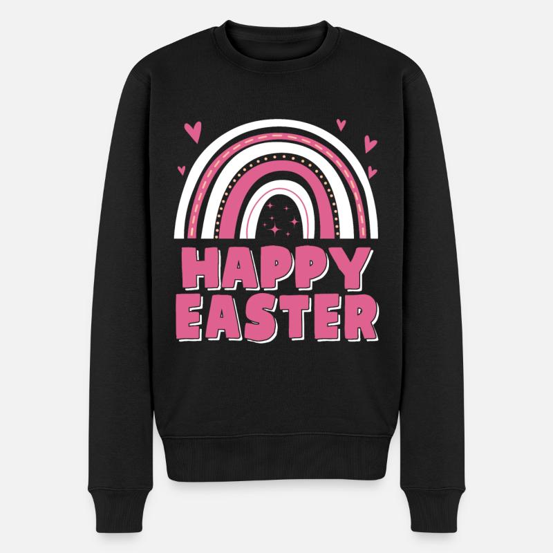 Joyeuses Pâques Femmes Mignon Arc-en-ciel - Pull Premium bio Homme - noir