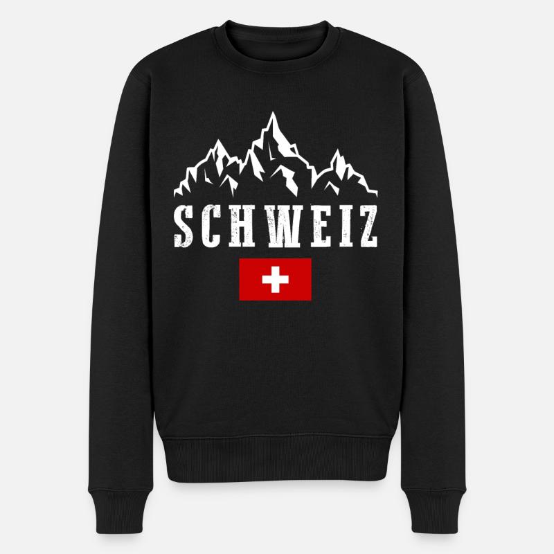 Suisse Schweiz Flagge Kreuz Schweizer - Männer Premium Bio Pullover - Schwarz