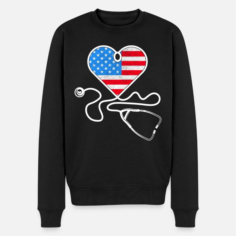 Infirmière American Flag Femmes - Pull Premium bio Homme - noir