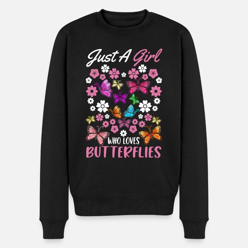 Niedlicher Schmetterling Mädchen Schmetterlinge - Männer Premium Bio Pullover - Schwarz