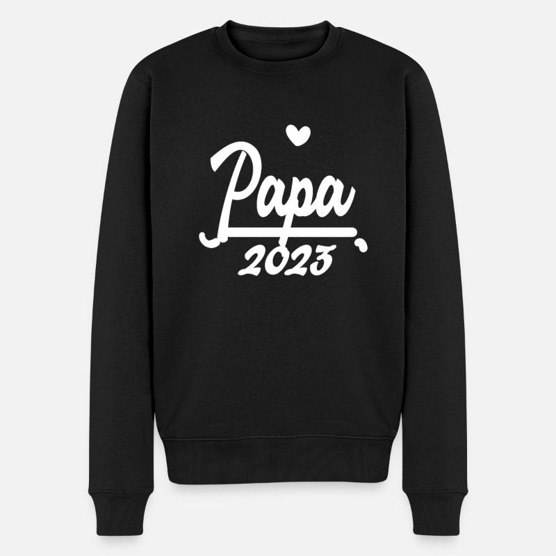 Vater 2023 - Papa werden - Vater werden - Männer Premium Bio Pullover - Schwarz