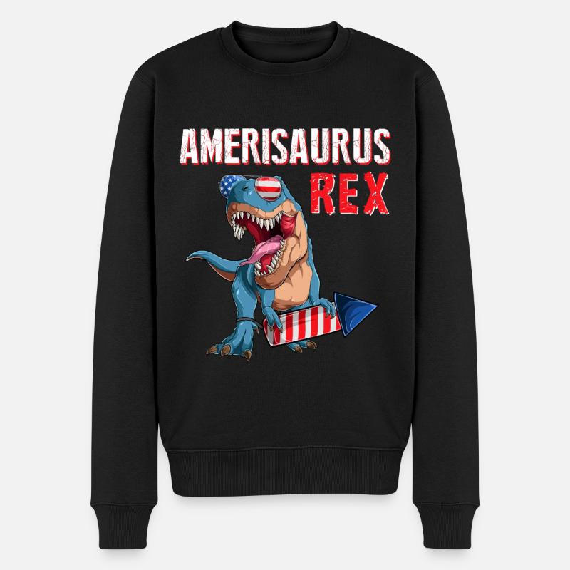 American Trex US Patriotic Dino 4 juillet - Pull Premium bio Homme - noir