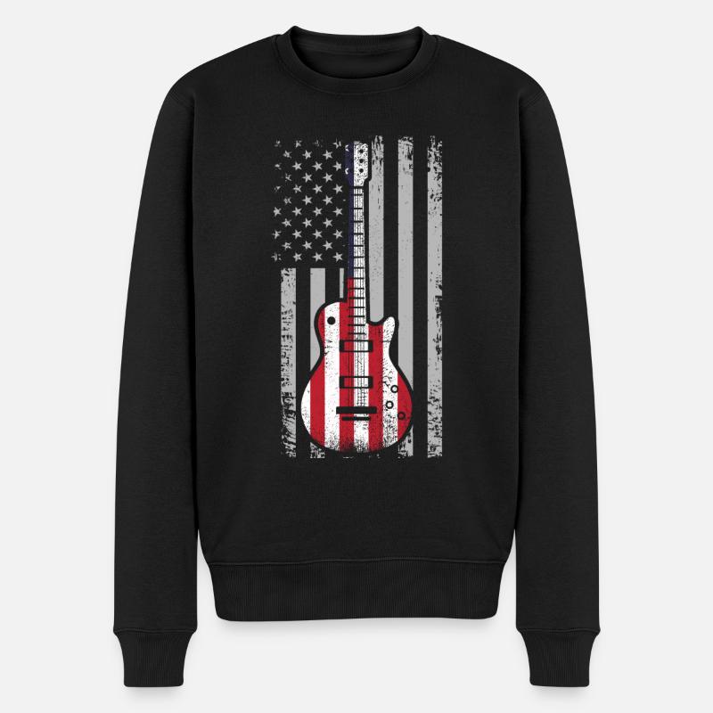 Guitare Drapeau américain USA Mélomanes - Pull Premium bio Homme - noir