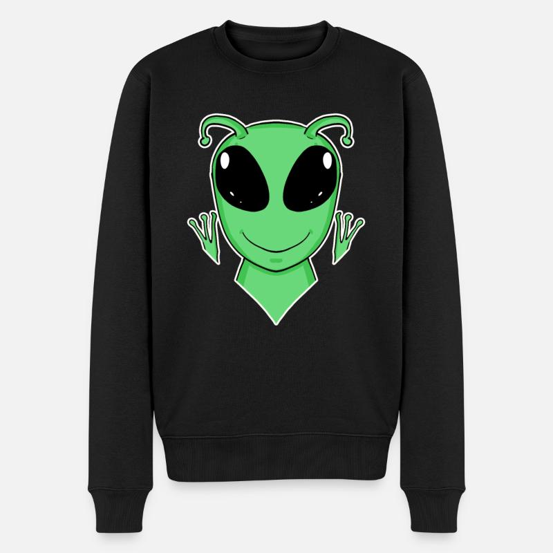 Alien Kopf - Männer Premium Bio Pullover - Schwarz