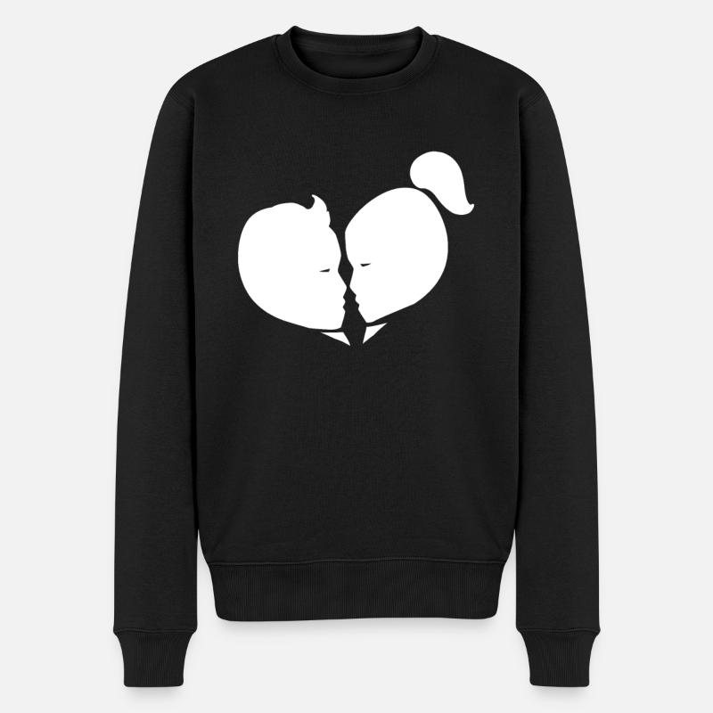 Coeur Amour Connexion Romantique - Pull Premium bio Homme - noir