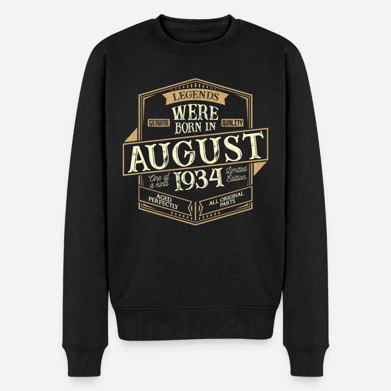 Homme d'anniversaire d'août 1934 - Pull Premium bio Homme - noir