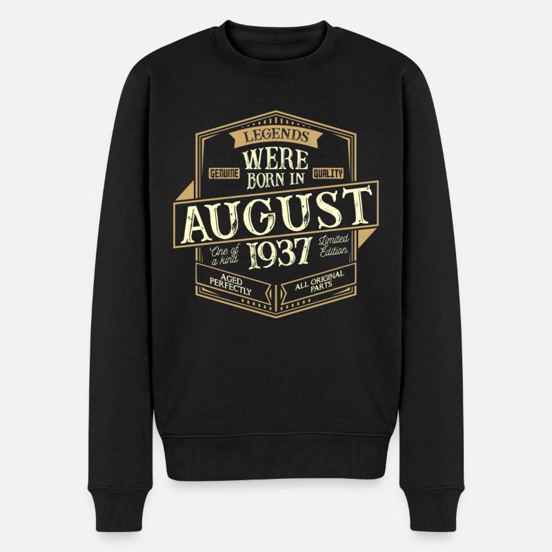 August 1937 Geburtstag Mann - Männer Premium Bio Pullover - Schwarz