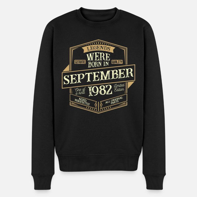 September 1982 Geburtstag Mann - Männer Premium Bio Pullover - Schwarz